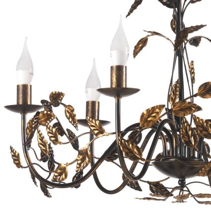 ONLI - Lámpara colgante con cadena COLLANA 6xE14/6W/230V bronce/dorado