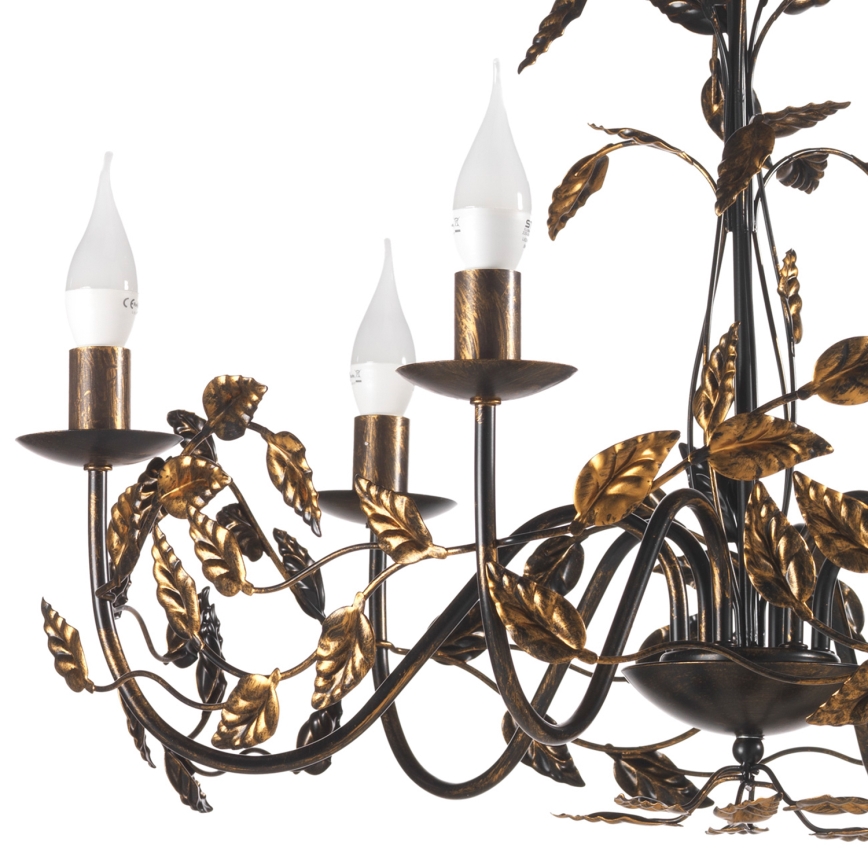 ONLI - Lámpara colgante con cadena COLLANA 6xE14/6W/230V bronce/dorado