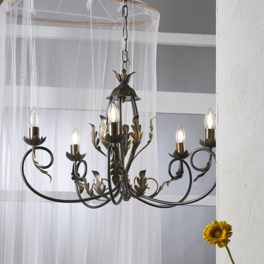 ONLI - Lámpara colgante con cadena GRETEL 5xE14/6W/230V
