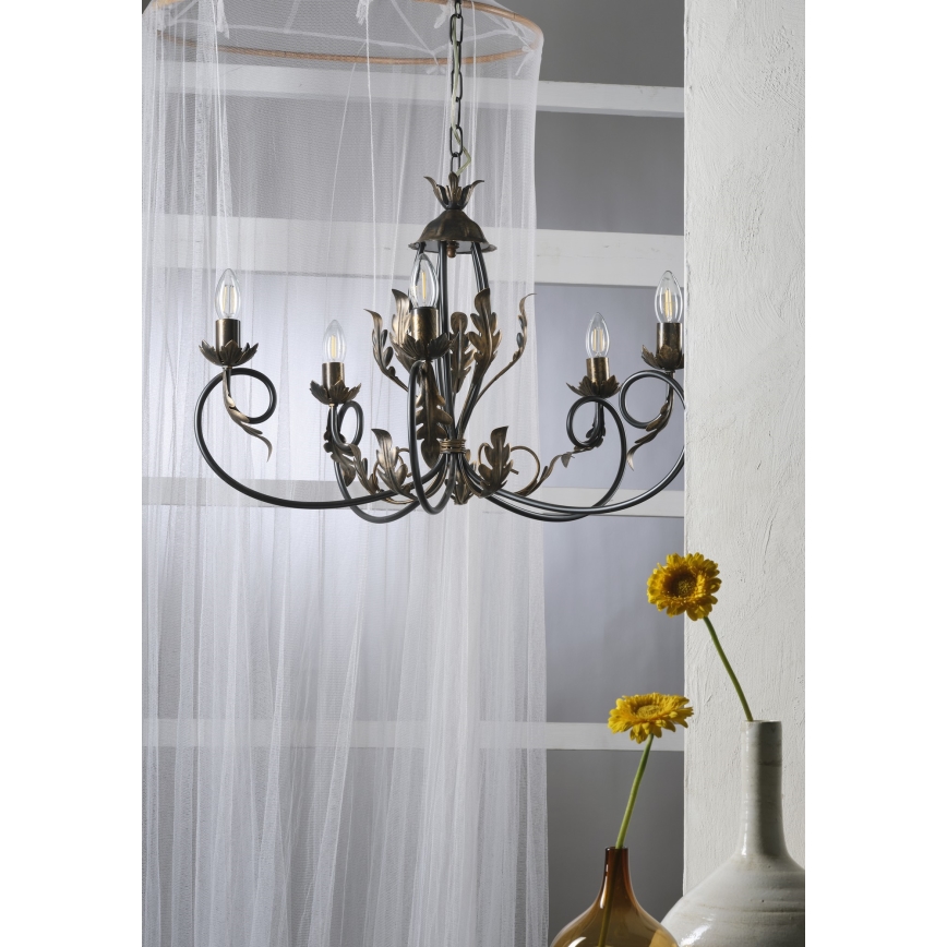 ONLI - Lámpara colgante con cadena GRETEL 5xE14/6W/230V