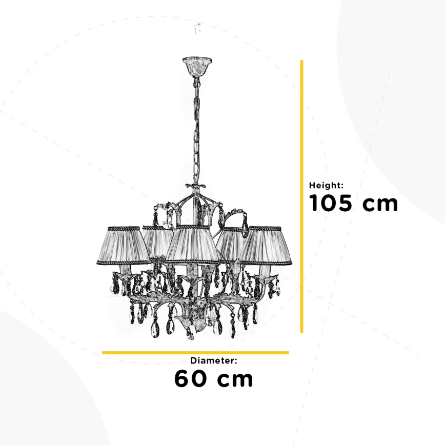 ONLI - Lámpara colgante con cadena KAREN 5xE14/6W/230V blanco