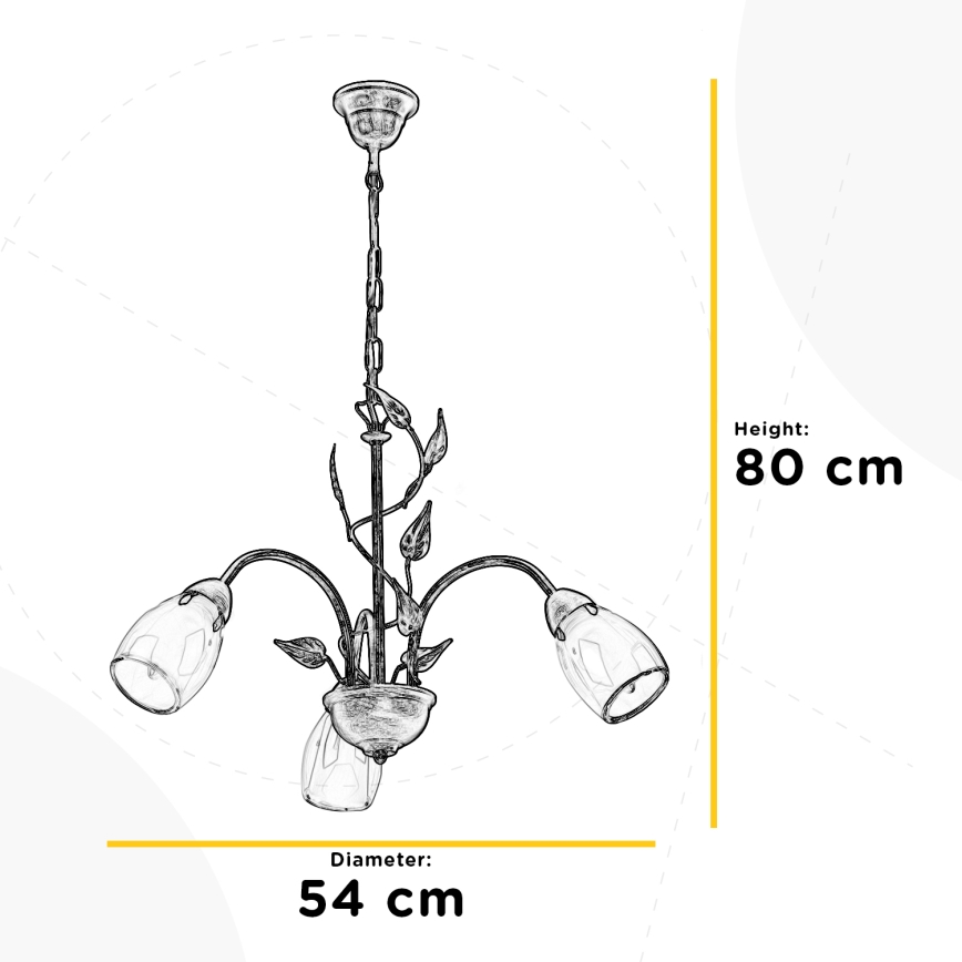 ONLI - Lámpara colgante con cadena LILIANA 3xE14/6W/230V