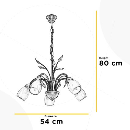 ONLI - Lámpara colgante con cadena LILIANA 5xE14/6W/230V
