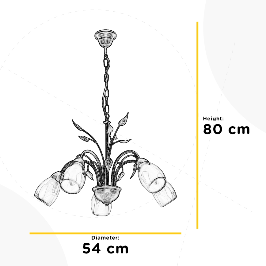 ONLI - Lámpara colgante con cadena LILIANA 5xE14/6W/230V