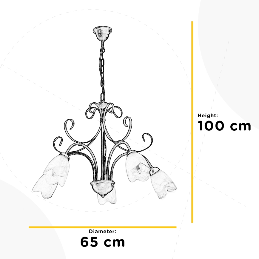 ONLI - Lámpara colgante con cadena ODINO 5xE14/6W/230V