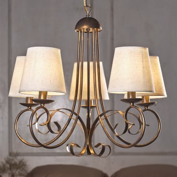 ONLI - Lámpara colgante con cadena POMPEI 5xE14/6W/230V bronce