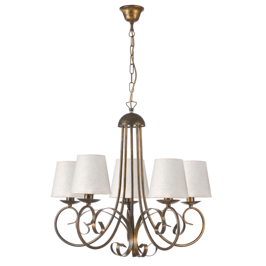 ONLI - Lámpara colgante con cadena POMPEI 5xE14/6W/230V bronce