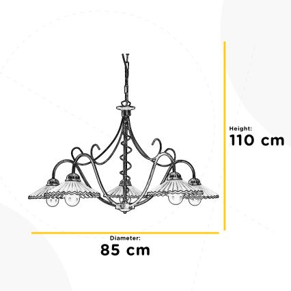 ONLI - Lámpara colgante con cadena ROSINA 5xE14/6W/230V