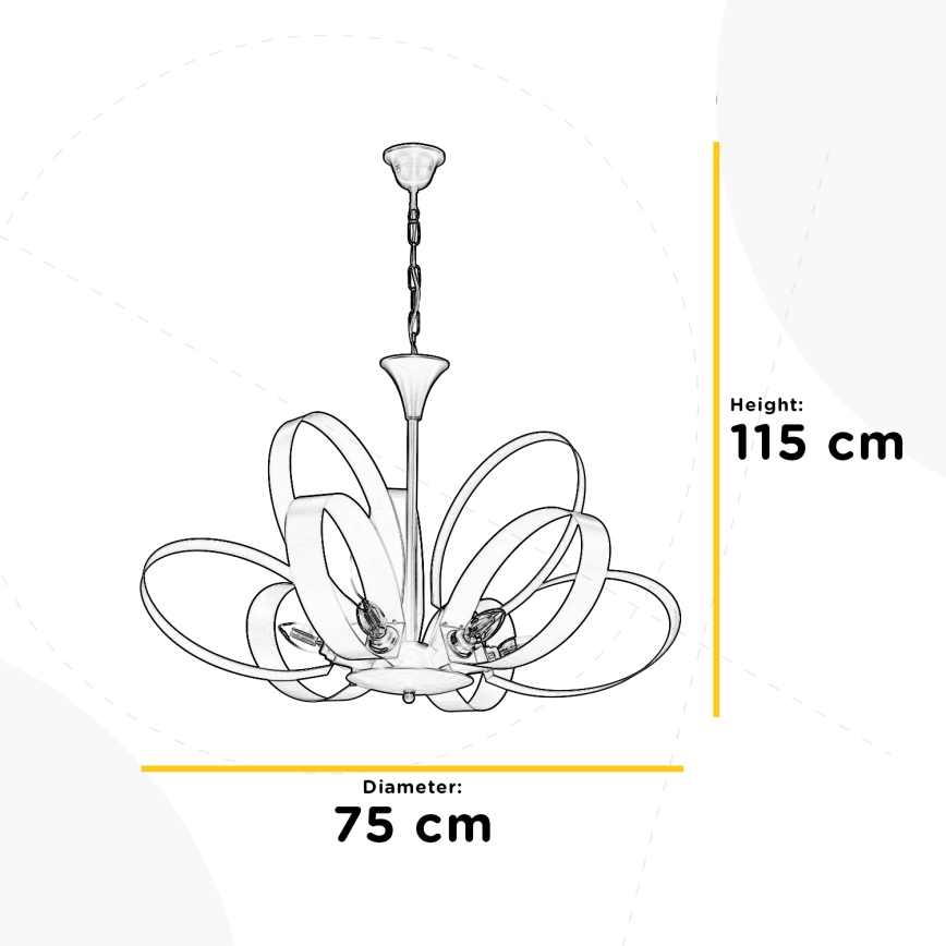 ONLI - Lámpara colgante con cadena SERENA 6xE14/6W/230V blanco