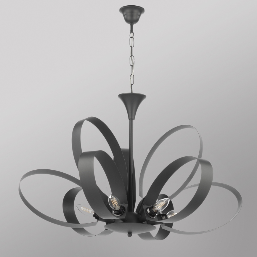 ONLI - Lámpara colgante con cadena SERENA 9xE14/6W/230V negro