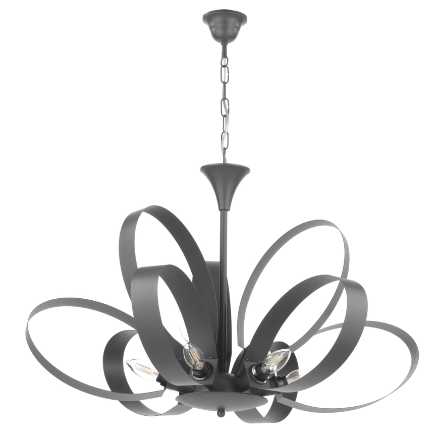 ONLI - Lámpara colgante con cadena SERENA 9xE14/6W/230V negro