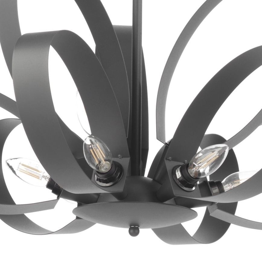 ONLI - Lámpara colgante con cadena SERENA 9xE14/6W/230V negro
