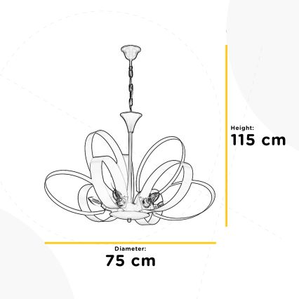 ONLI - Lámpara colgante con cadena SERENA 9xE14/6W/230V negro