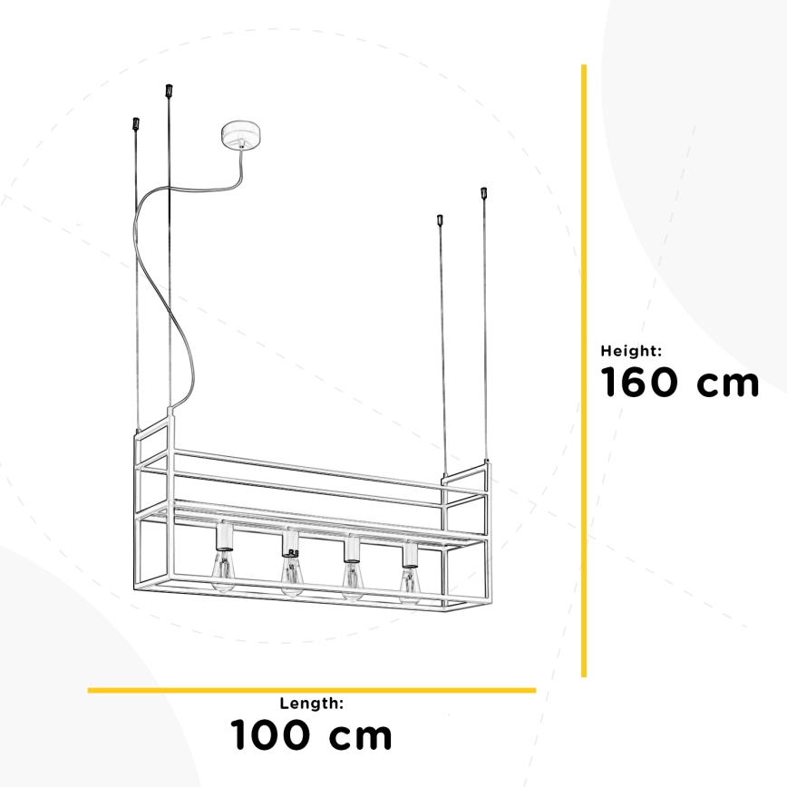 ONLI - Lámpara colgante con estante JEFFER 4xE27/22W/230V blanco
