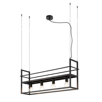ONLI - Lámpara colgante con estante JEFFER 4xE27/22W/230V negro