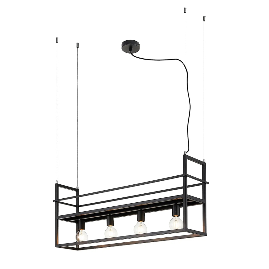 ONLI - Lámpara colgante con estante JEFFER 4xE27/22W/230V negro