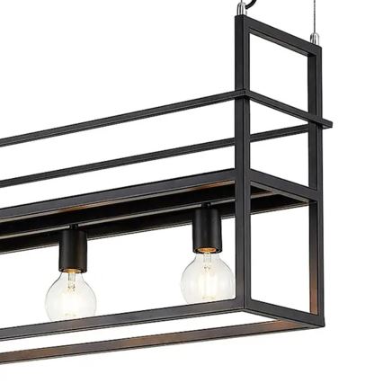 ONLI - Lámpara colgante con estante JEFFER 4xE27/22W/230V negro