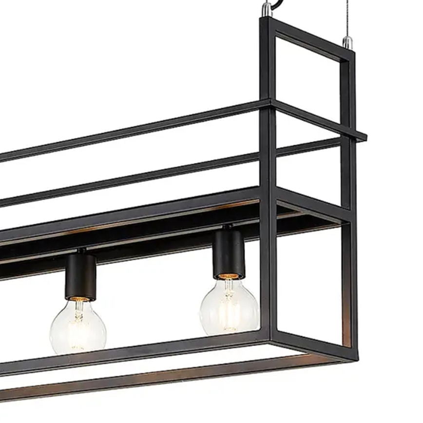 ONLI - Lámpara colgante con estante JEFFER 4xE27/22W/230V negro