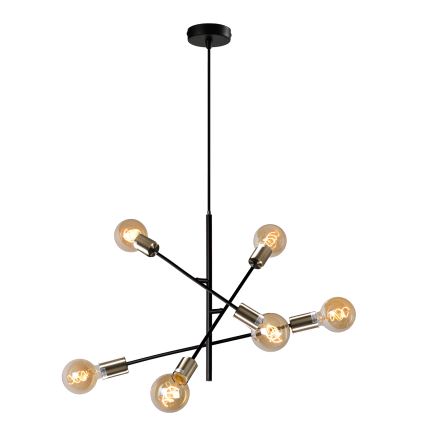 ONLI - Lámpara colgante CROSS 6xE27/22W/230V negro/latón