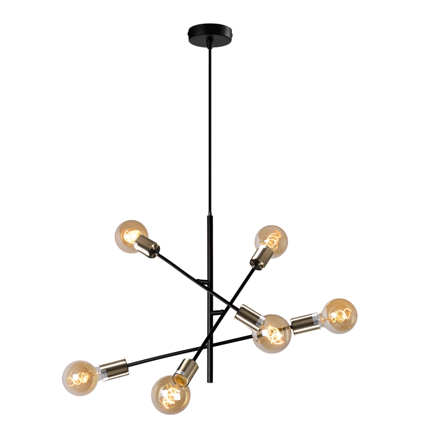ONLI - Lámpara colgante CROSS 6xE27/22W/230V negro/latón
