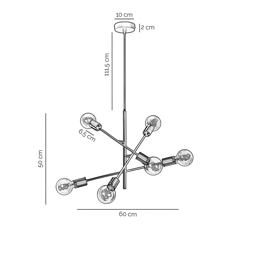 ONLI - Lámpara colgante CROSS 6xE27/22W/230V negro/latón