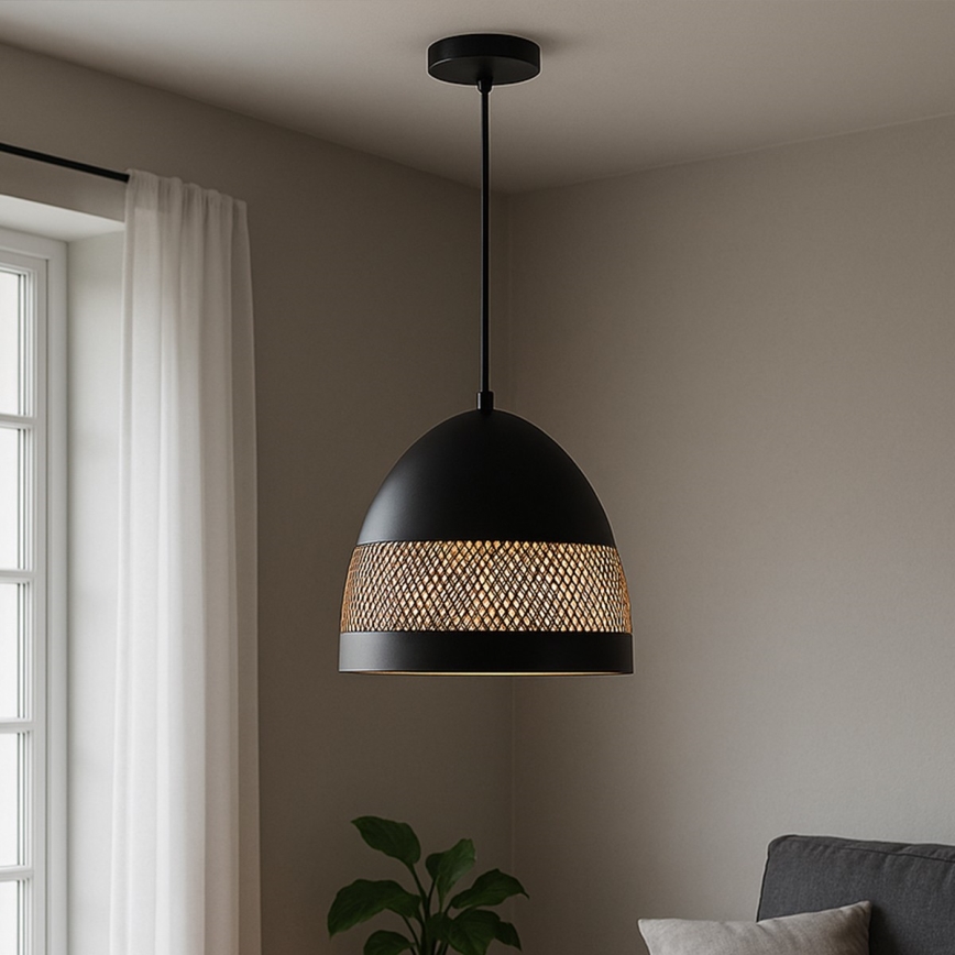 ONLI - Lámpara colgante POLLY 1xE27/22W/230V negro