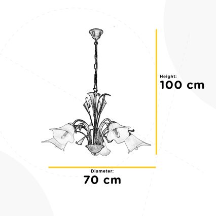 ONLI - Lámpara de araña con cadena LUCREZIA 5xE14/6W/230V crema