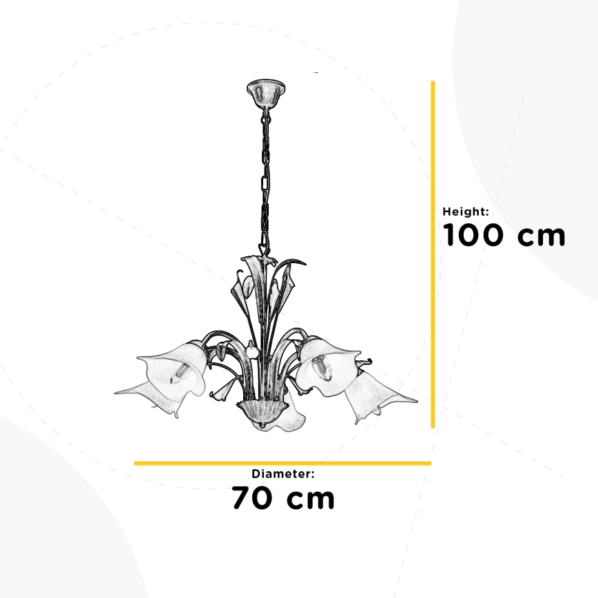 ONLI - Lámpara de araña con cadena LUCREZIA 5xE14/6W/230V crema
