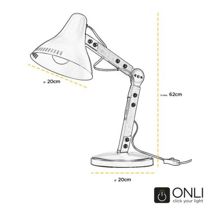 ONLI - Lámpara de mesa ARCHITETTO 1xE27/22W/230V 62 cm gris/marrón