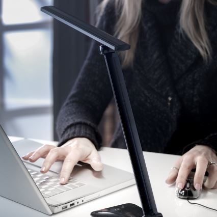 ONLI - Lámpara de mesa LED regulable con puerto USB DESKI LED/7W/230V 4000K negro