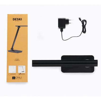 ONLI - Lámpara de mesa LED regulable con puerto USB DESKI LED/7W/230V 4000K negro