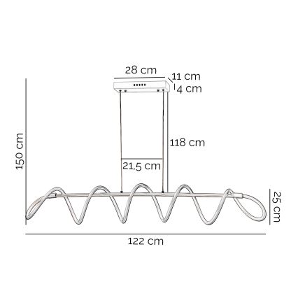 ONLI - Lámpara LED colgante SPIRALE LED/72W/230V 3000K blanco