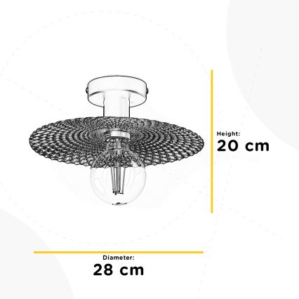 ONLI - Plafón GOLDEN 1xE27/22W/230V diá. 28 cm dorado/negro