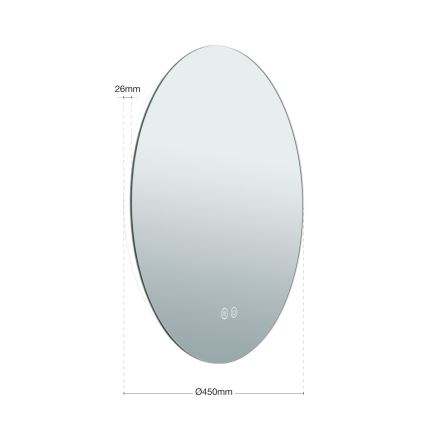 Espejo de pared LED calefactado para baño con retroiluminación FOCUS LED/18W/230V 3000/4200/6000K d. 45 cm IP44
