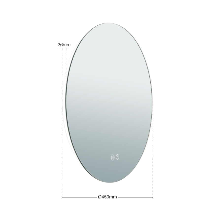 Espejo de pared LED calefactado para baño con retroiluminación FOCUS LED/18W/230V 3000/4200/6000K d. 45 cm IP44