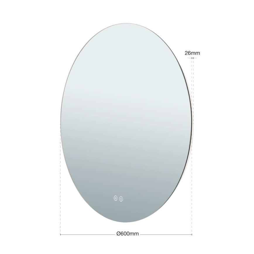 Espejo LED de pared calefactado para baño con retroiluminación FOCUS LED/25W/230V 3000/4200/6000K d. 60 cm IP44