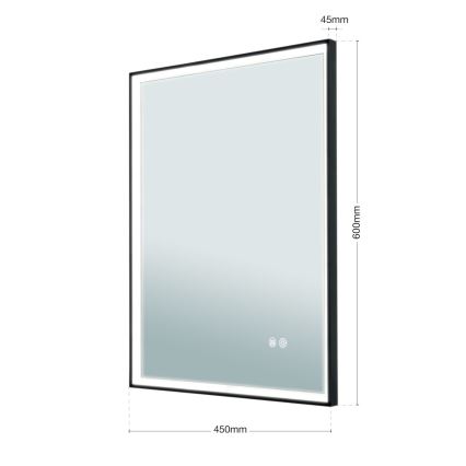 Espejo de pared LED calefactado para baño con retroiluminación FRAME LED/48W/230V 3000/4000/6000K 60x45 cm IP44