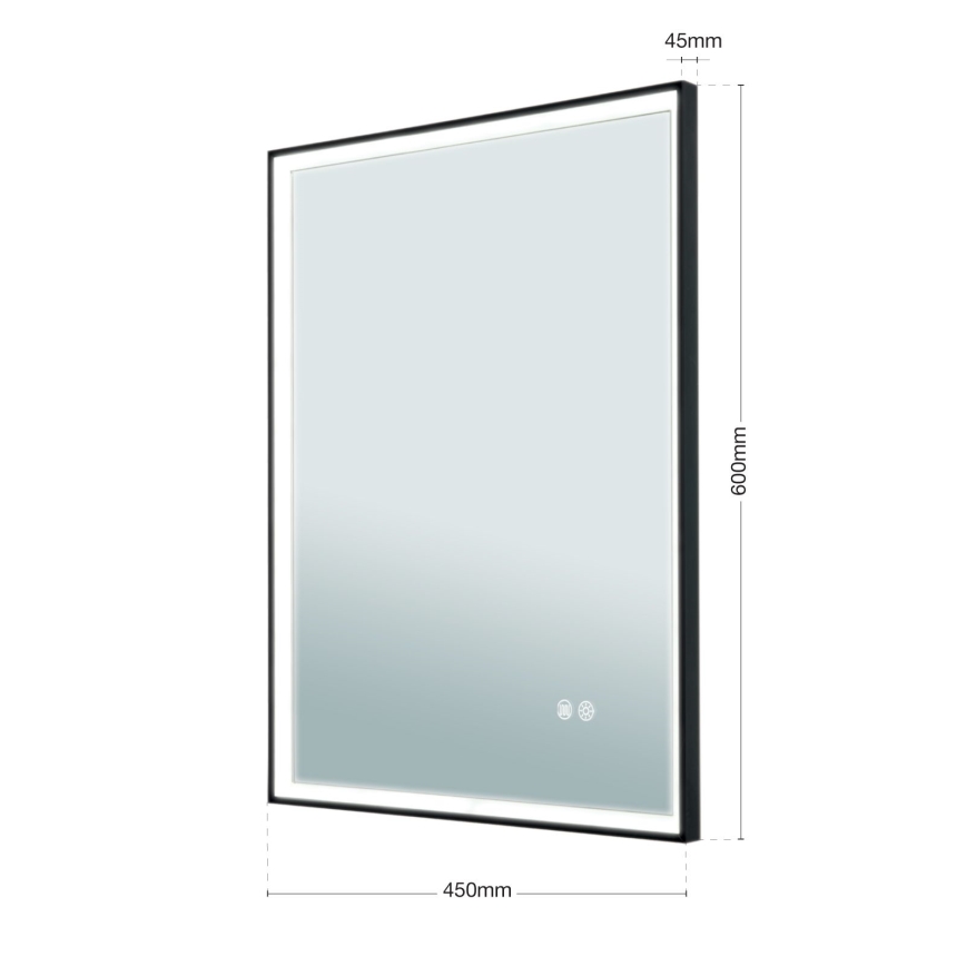 Espejo de pared LED calefactado para baño con retroiluminación FRAME LED/48W/230V 3000/4000/6000K 60x45 cm IP44