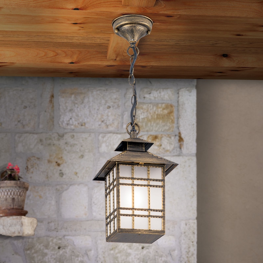Lámpara colgante de exterior KIKO 1xE27/11W/230V IP44 bronce/pátina