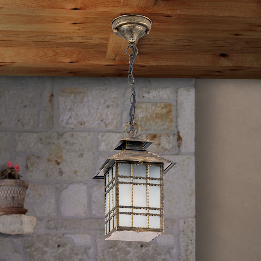 Lámpara colgante de exterior KIKO 1xE27/11W/230V IP44 bronce/pátina