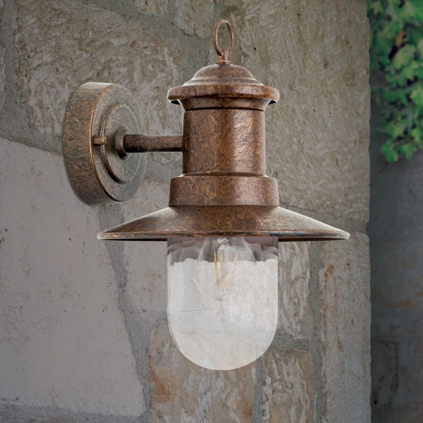 Aplique de exterior LEONIE 1xE27/60W/230V IP44 bronce