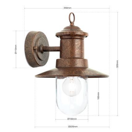 Aplique de exterior LEONIE 1xE27/60W/230V IP44 bronce