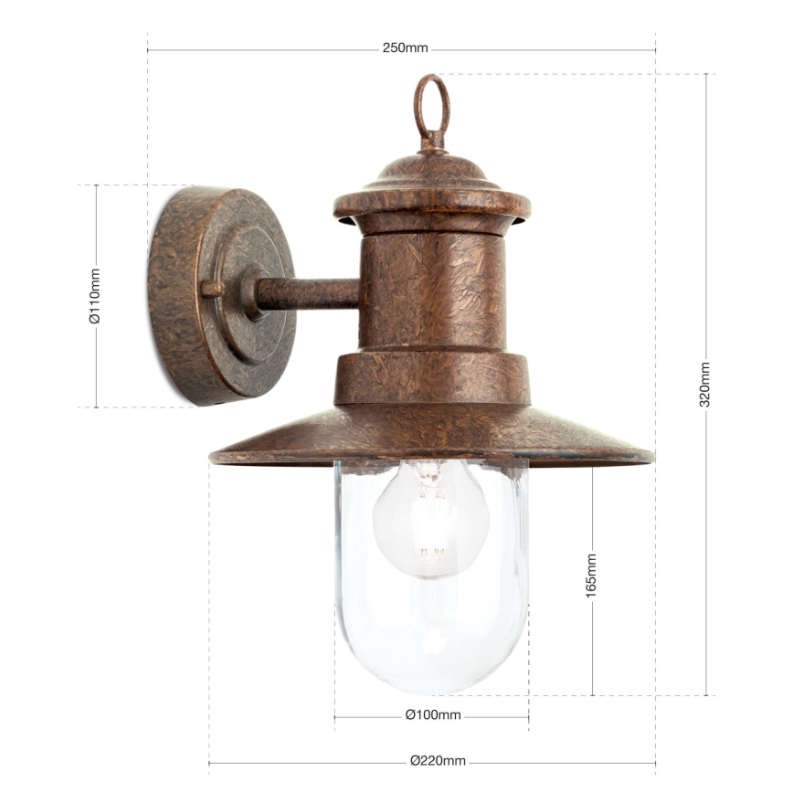 Aplique de exterior LEONIE 1xE27/60W/230V IP44 bronce