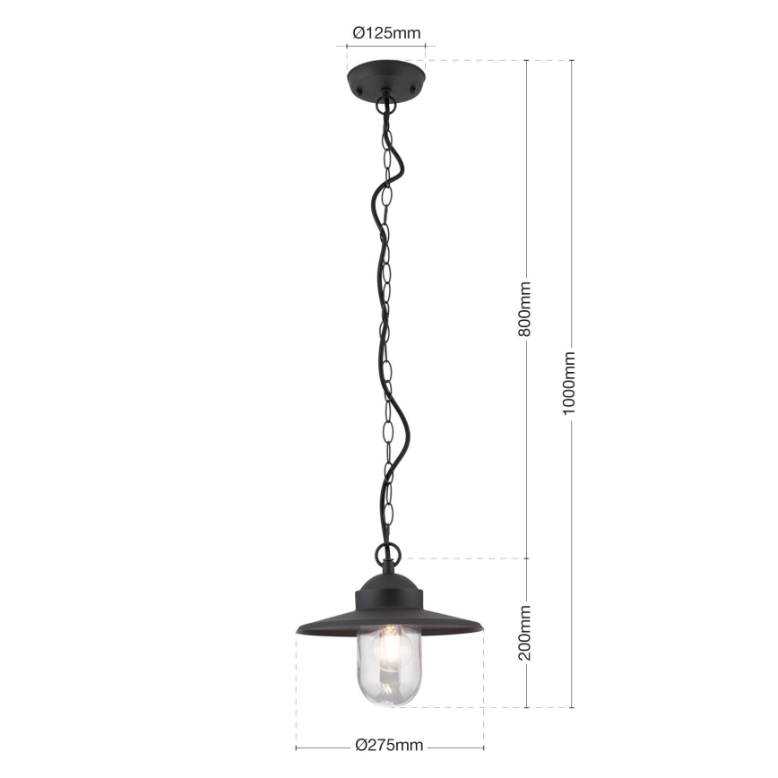 Lámpara colgante de exterior EDWARD 1xE27/60W/230V IP44 negro