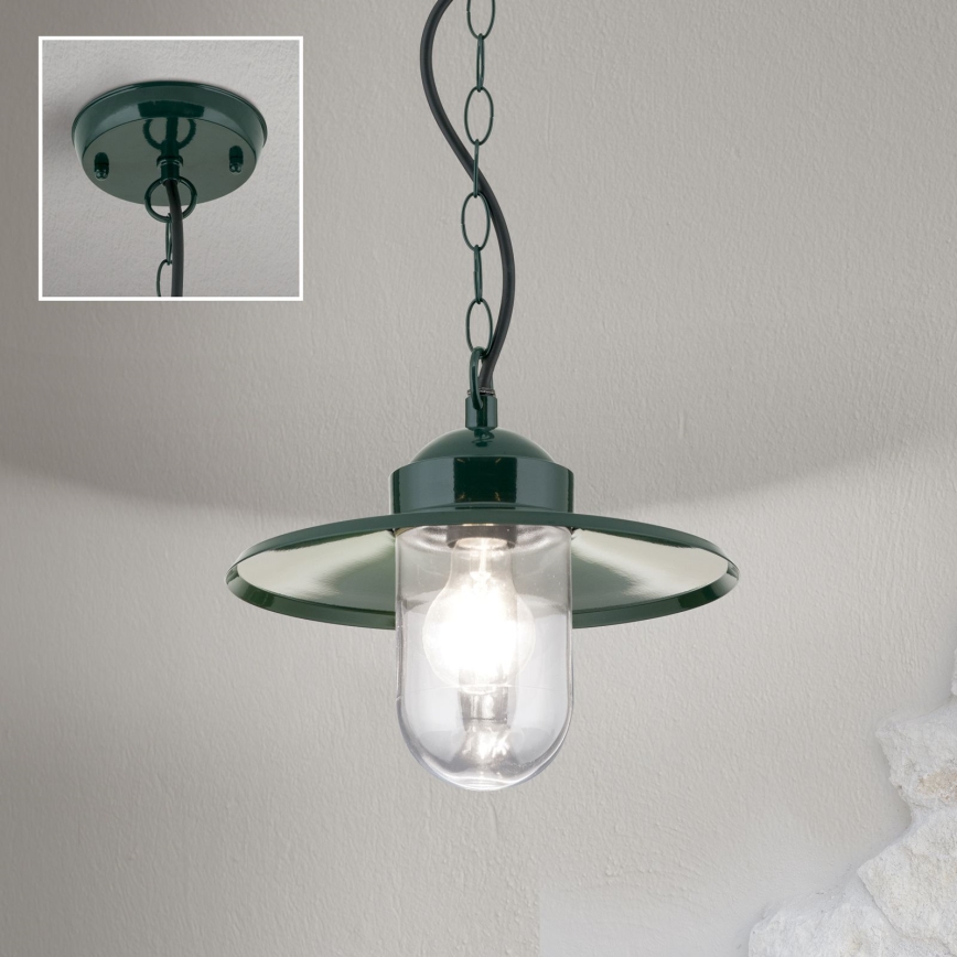 Lámpara colgante de exterior EDWARD 1xE27/60W/230V IP44 verde