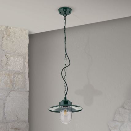 Lámpara colgante de exterior EDWARD 1xE27/60W/230V IP44 verde