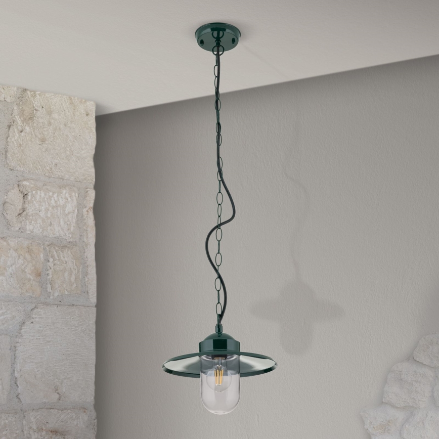 Lámpara colgante de exterior EDWARD 1xE27/60W/230V IP44 verde