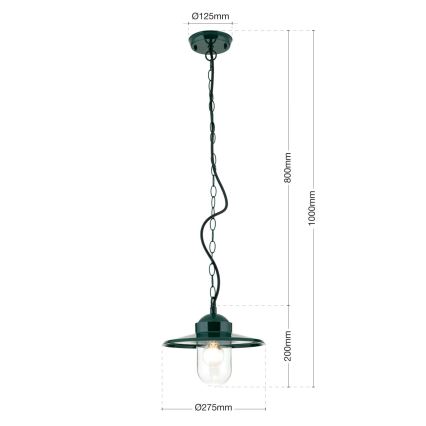 Lámpara colgante de exterior EDWARD 1xE27/60W/230V IP44 verde