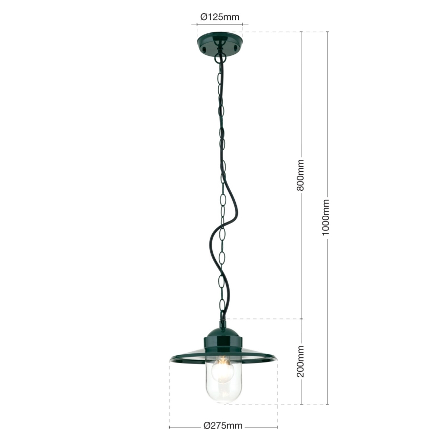Lámpara colgante de exterior EDWARD 1xE27/60W/230V IP44 verde
