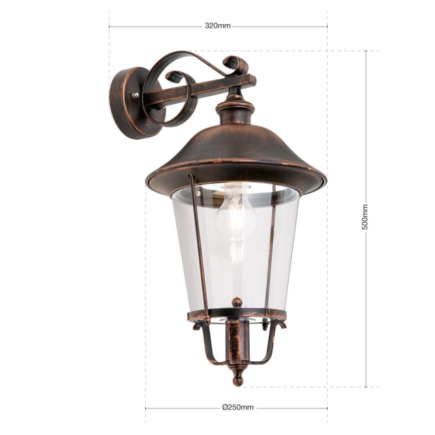 Aplique de exterior KENZO 1xE27/100W/230V IP44 bronce/pátina